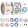 500 Stück/Rolle Regenbogen Einhorn Fliegendes Pferd Thema Aufkleber 2,5 cm/1,0 Zoll Runde Belohnungsaufkleber Geschenkversiegelung Feiertags-Dekorative Etiketten
