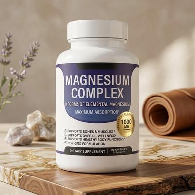 Advanced Magnesium Complex 1000mg – 8 Forms of Elemental Magnesium for Maximum Absorption, Bone & Muscle Support