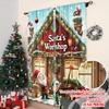 2pcs 2D flat printing Merry Christmas Popular Window Drapes Santa's Cabin Versatile Polyester Without Electricity Spring Party &