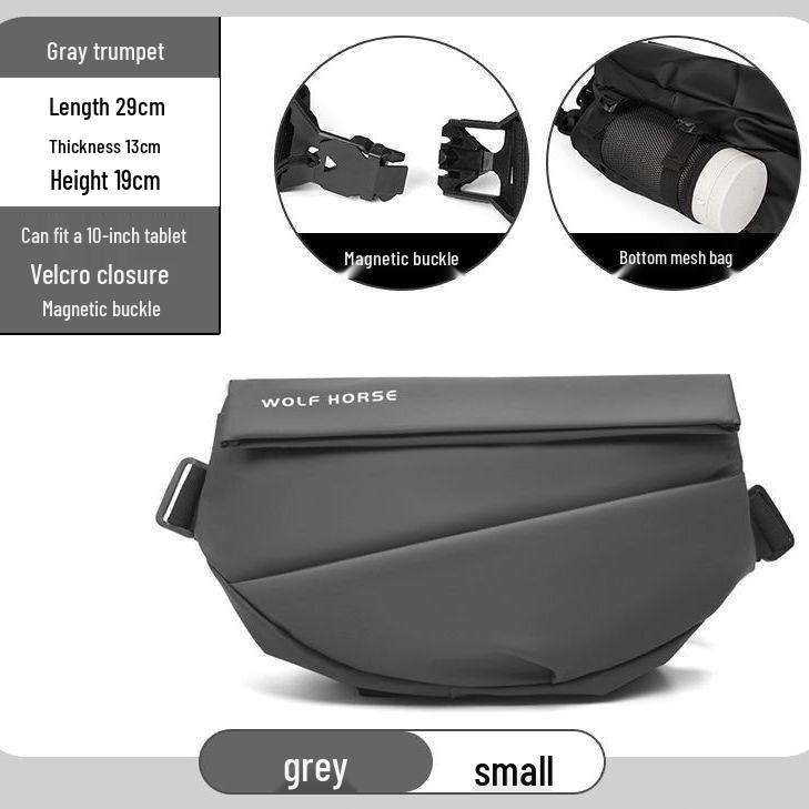 Men's Trendy Large Capacity Crossbody Bag with Magnetic Buckle for Single Shoulder or Motorcycle Riding