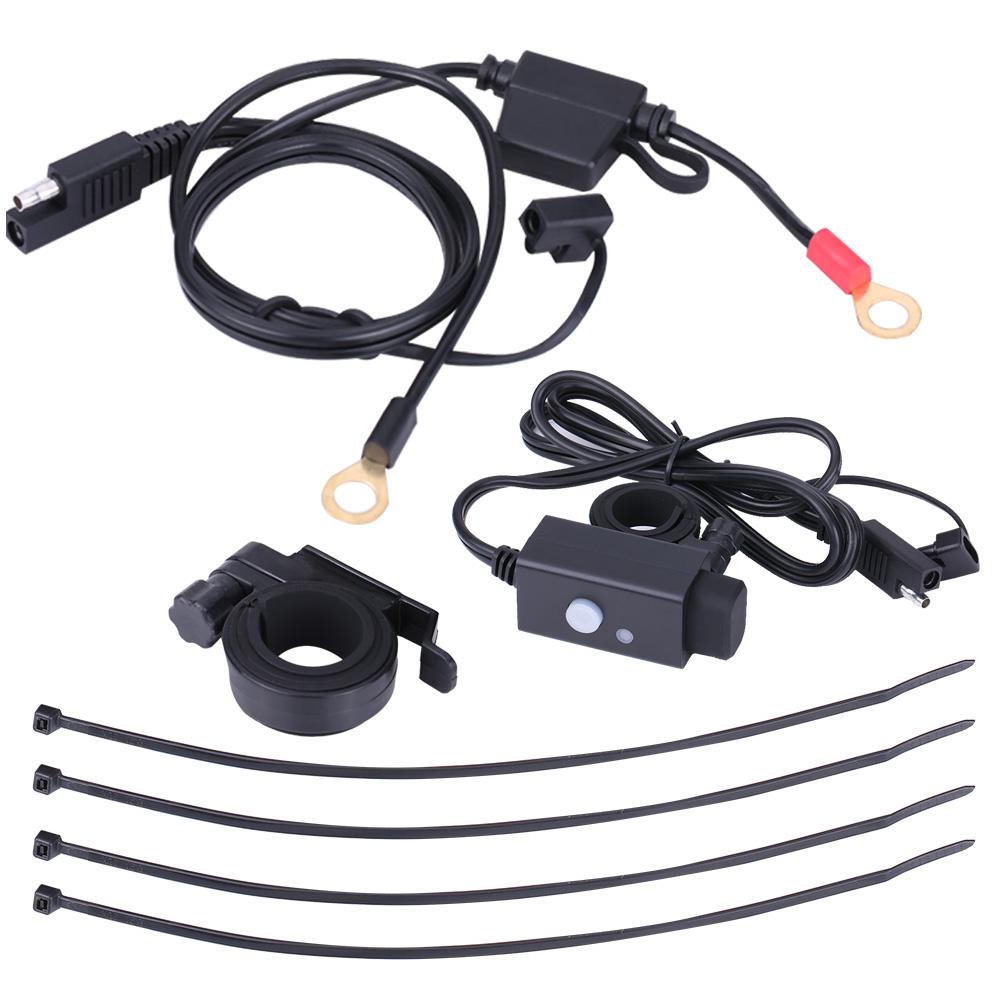 Universal Motorcycle SAE to Dual USB Waterproof Phone GPS Charger Kit Cable Adapter Inline Fuse