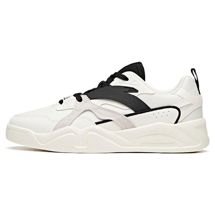 New Anta Slip Resistant Cushioning Wear Resistant Low Top Skateboard Shoes Men's Black White 112038046-1