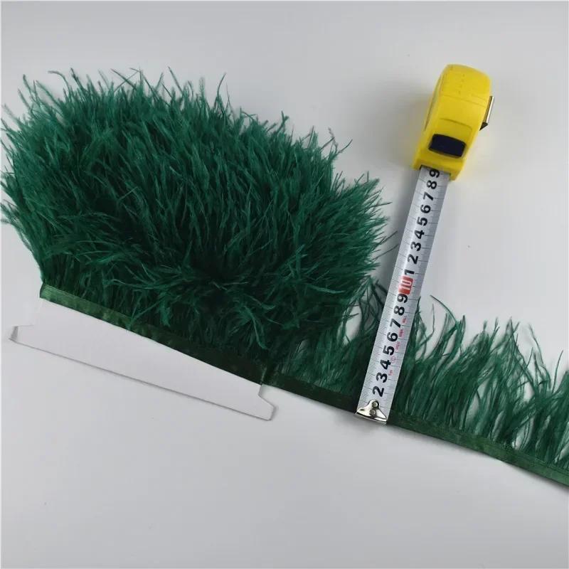 1Meters Leather Pink Ostrich Feathers Trim Trims Width 8-10cm Black Ostrich Feather Ribbon Clothing Wedding Feathers Decoration