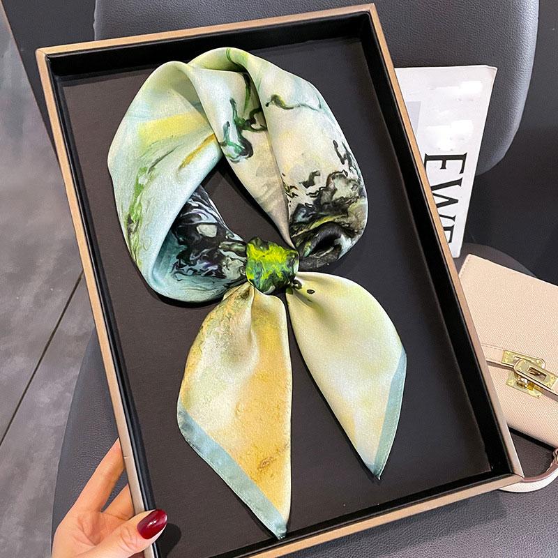 Brand 100% Real Silk Square Scarf Women Neckerchief Shawl Ladies Neck Wrap Headband Bandana Female Foulard Hijab Kerchief