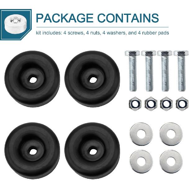 Round Rubber Trailer Bumpers, 2.5 Inches, Door Ramp Stop With Hardware,Set For Generators, Pressure Washers, Air Compressors, Pumps 4 Pack(Including