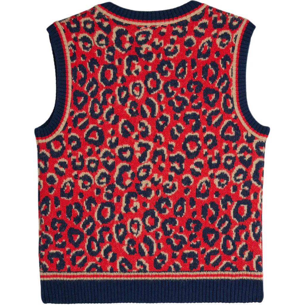 adidas X Wales Bonner Animal Print V-Neck Knit Sports Sleeveless Vest Men Tops KD0335