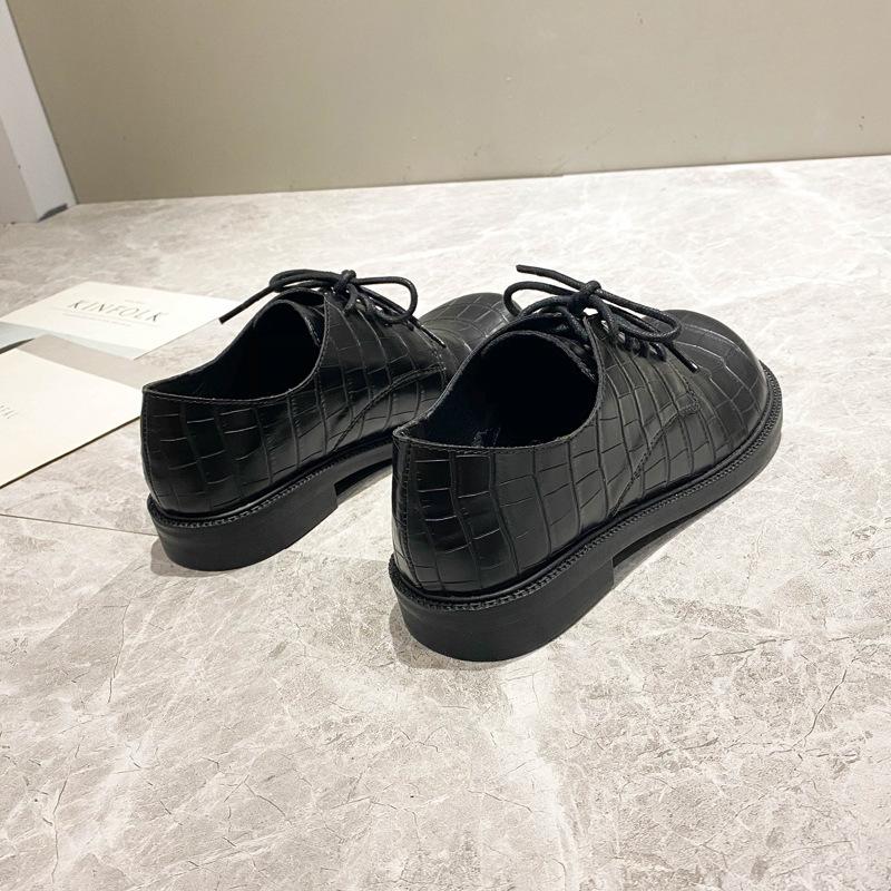 Autumn and Winter New Small Leather Shoes Women's Black Flat-bottomed Versatile Jk Uniform Shoes Women's Lace-up Women's Single Shoes