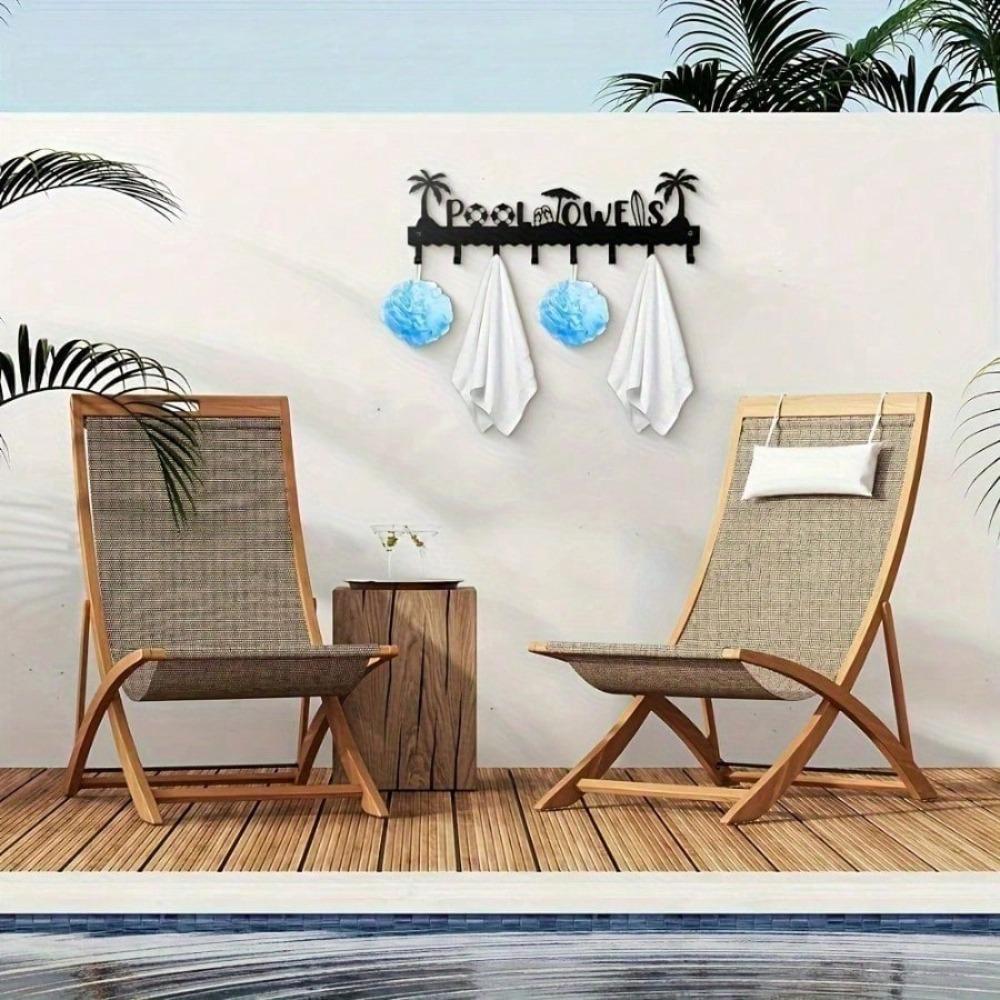 Wall Mounted Heavy Duty Towel Rack 8 Hooks Bathroom Pool Metal Organizer