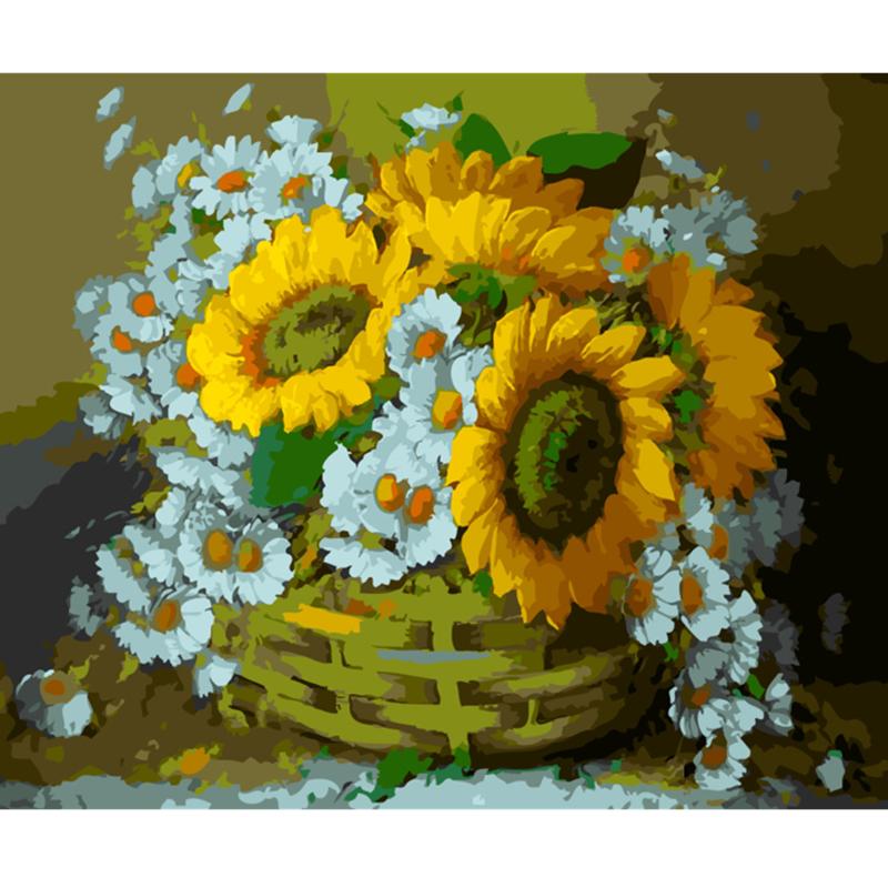 Artistic Flower Picture Unframd Handmade Oil Painting DIY Digital Kits Canvas Draw Home Decro Gift