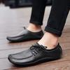 Men's Genuine Leather Driving Loafers - Wide Fit, Autumn/Winter Casual Korean Style