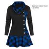 Langärmeliges Partykleid mit Rüschensaum Herbst Winter Überlappendes Revers Karo Patchwork Minikleid Damenbekleidung