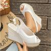 Shoes Women Ankle Buckle Wedges Sandals Summer Denim Sandal Comfortable Thick Sole Sandalias Mujer