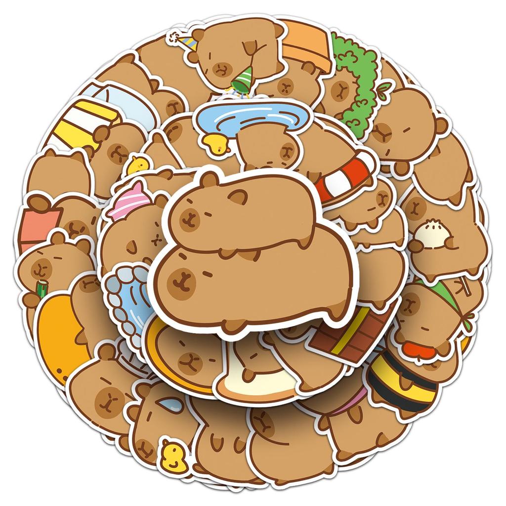 51 Capybara Graffiti Stickers: Cute Cartoon Animal Decals for Suitcases & Phone Cases