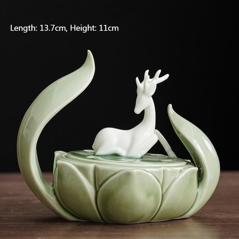 Ceramic Incense Coils Incense Burner/Zen Lotus Household Tea Ceremony Desktop Placement Decoration Air Purification Products