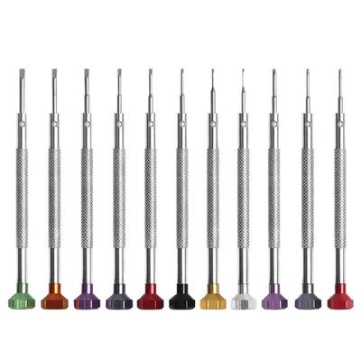 Heavy Duty Steel Accuracy Screwdriver Set Ergonomic Aluminum Handle Multiple Size For Watch Eyeglass Repairs
