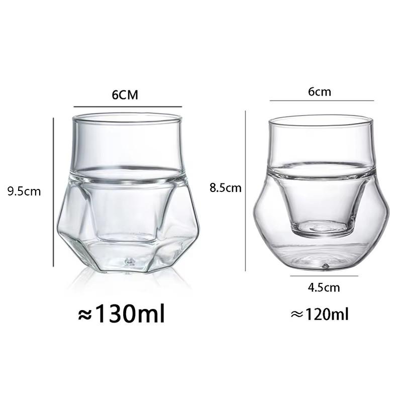 YWDL 120/130ml Double-layer Glass Cup Hanging Ear Espresso Coffee Cup Anti-scalding Milk Party Brandy Wine Teacup Clear Mug