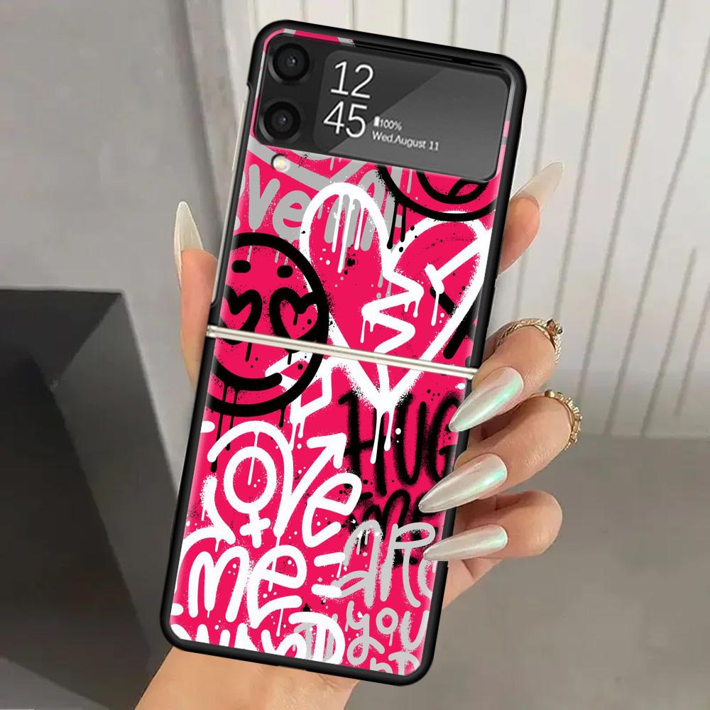 

Модный крутой чехол-бампер из твердого ПК с граффити для Samsung Galaxy ZFlip 7 6 5 Z Flip 4 ZFlip6 Z Flip7 5G ZFlip4 Flip3 Zflip5 Samsung Z Flip