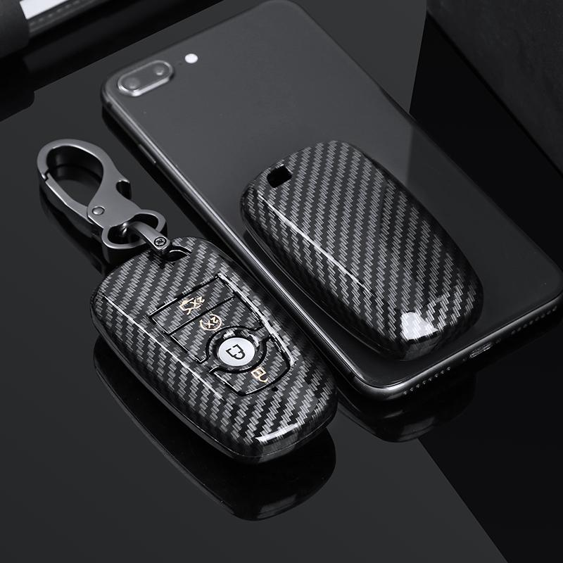

Glossy Carbon fiber ABS Car Key Fob Case Cover For Ford Fusion Mondeo Mustang Edge Expedition EXplorer F-150 F-250 F-350