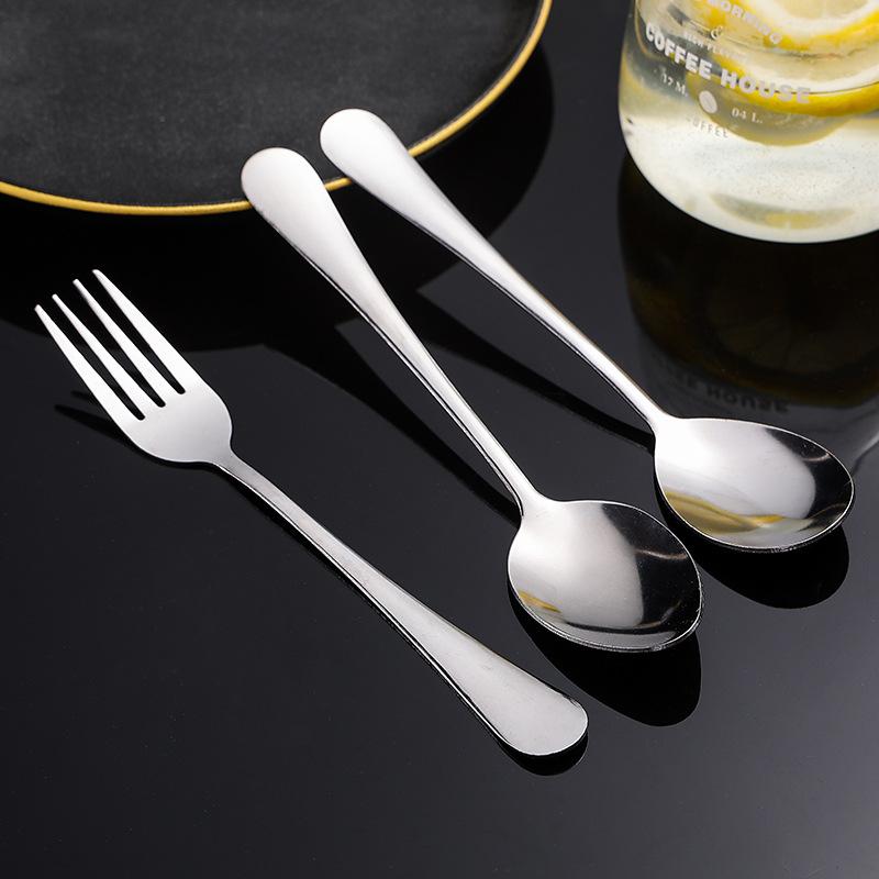 1 Set Stainless Steel Cutlery Set Spoon Fork Combo Dishwasher Safe Simple Design for Home Kitchen Dining Table Use