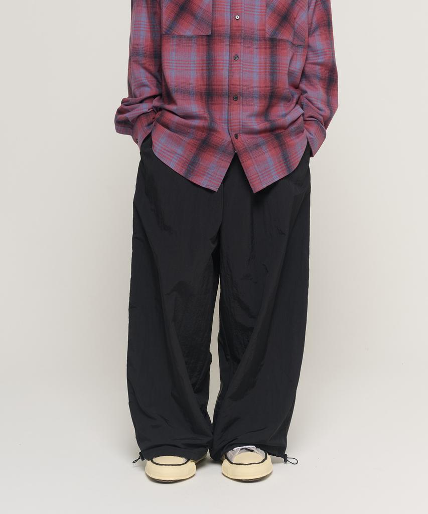 CARGOBROS Nylon Loop String Wide Pants (Black)