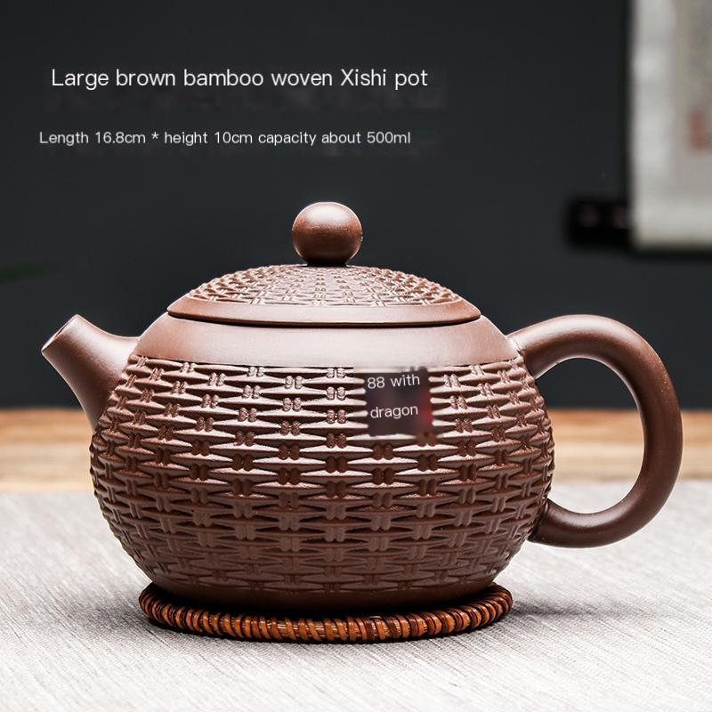 Purple Clay Teapot Handmade Bamboo Xishi Teapot Filter Large Teapot Ceramic Tea Set Single Household Teapot Set