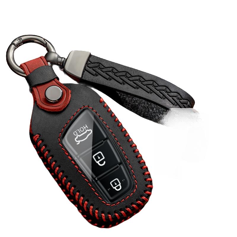 Echte Leder Auto Schlüsselanhänger Hülle Tasche Halter Fernbedienung Passend Für Hyundai Grandeur Hg Limousine Santa Fe 3Dm Grand Santafe Ix45 Equus Azera Genesis G80