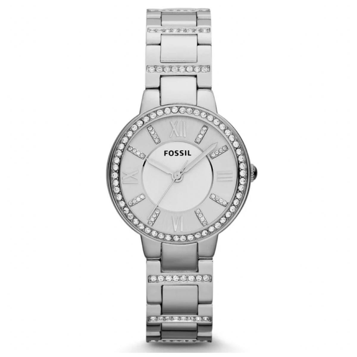 Used [New] FOSSIL VIRGINIA Silver Crystal Pave Watch
