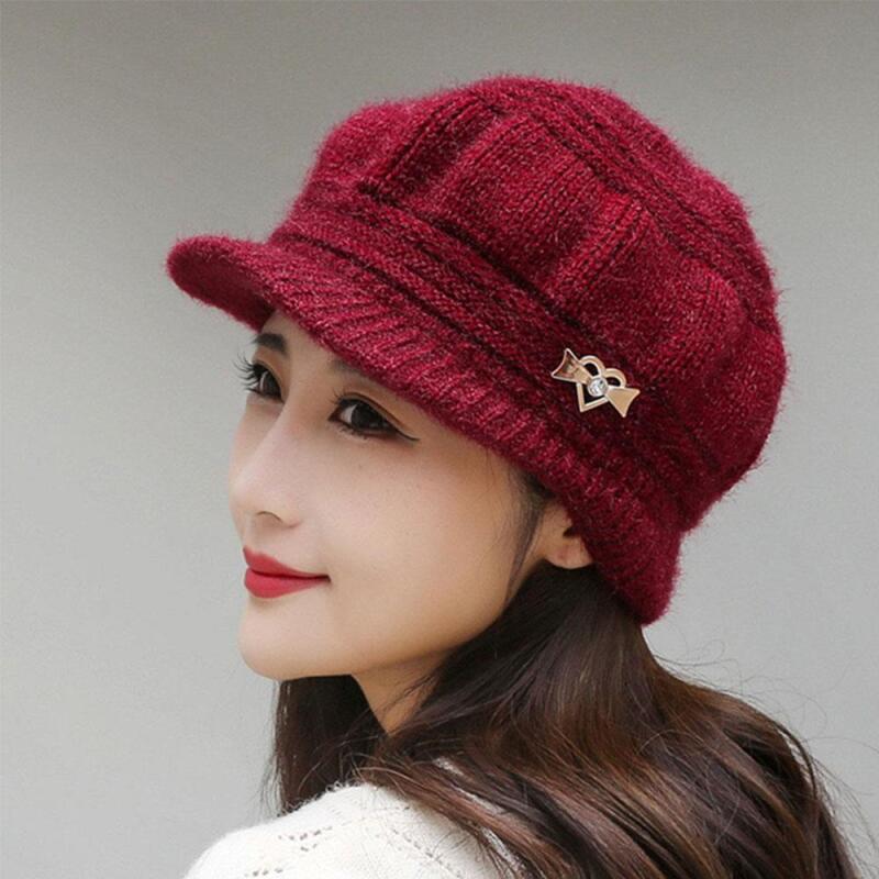 Women's Winter Angora Fur Hat Metal Knit Style