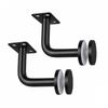 2-Piece Glass Support Hardware Set for Stair Rail, Featuring a Black Finish and Fixed-Plate Form for Mounting Tasks
