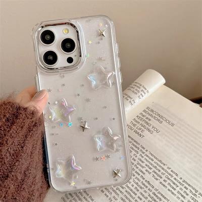 Star Glitter Epoxy Mobile Phone Case for Iphone17Promax Transparent Apple 14 Soft 15 Women's 13 Sequins