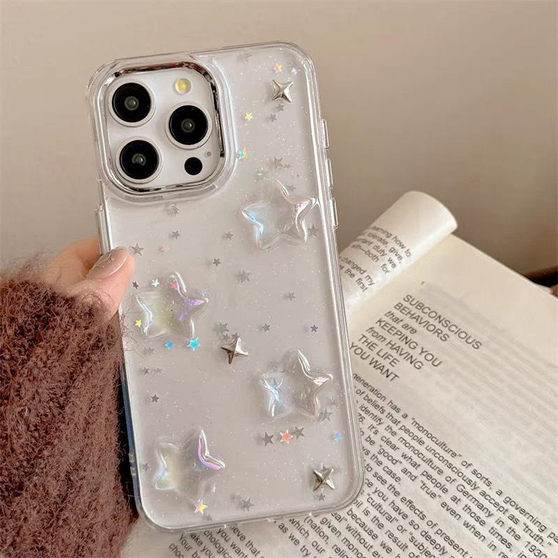 Star glitter Epoxy mobile phone case for Iphone17Promax transparent Apple 14 soft 15 women's 13 sequins