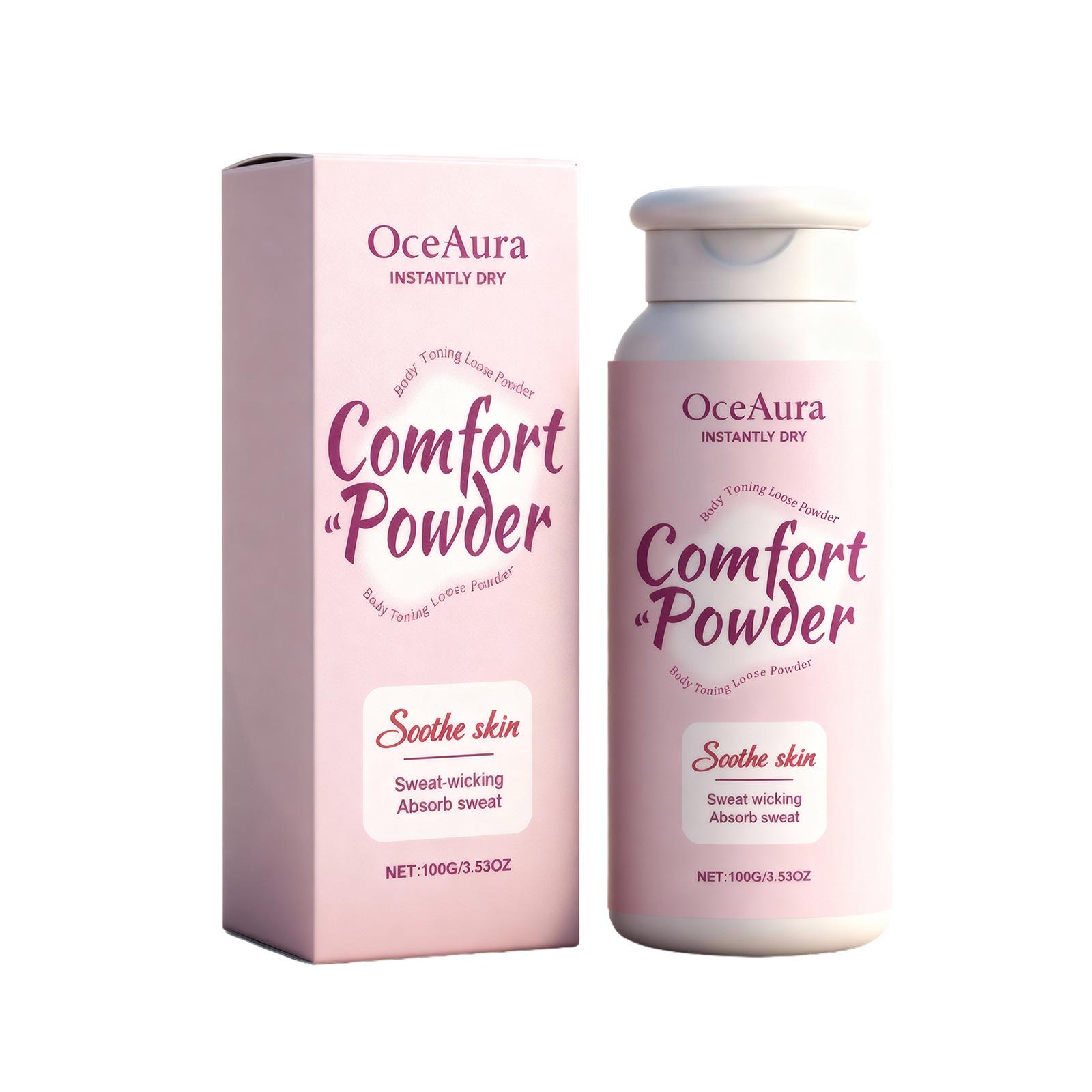 OCEAURA Softening Body Powder: Refreshing post-exercise protection for clean, comfortable, non-sticky skin.