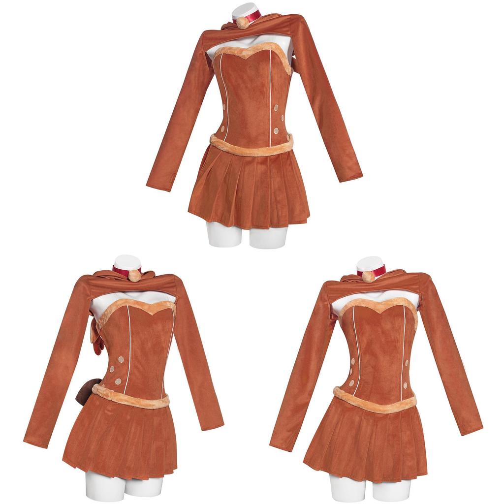 Christmas Reindeer Cosplay Costume With Fuzzy Material For Holiday Parties