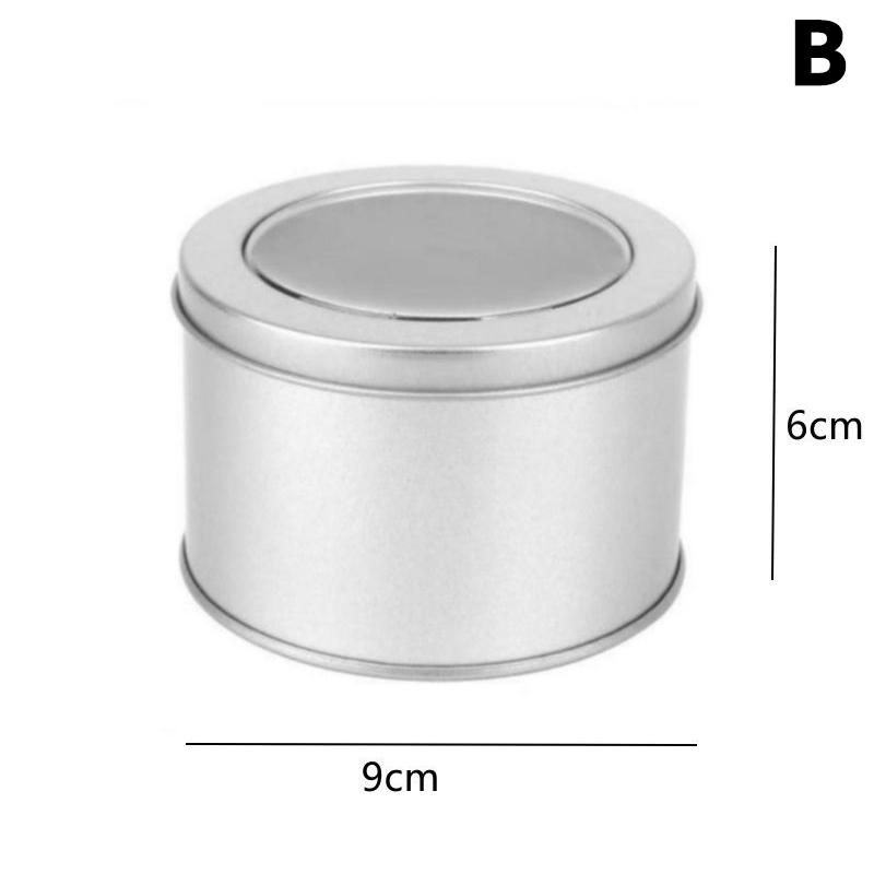 Round Square Tinplate Box Clear Window Iron Storage Box Tea Food Jar Candy Cake Boxes Jewelry Cream Cosmetic Container Empty Pot