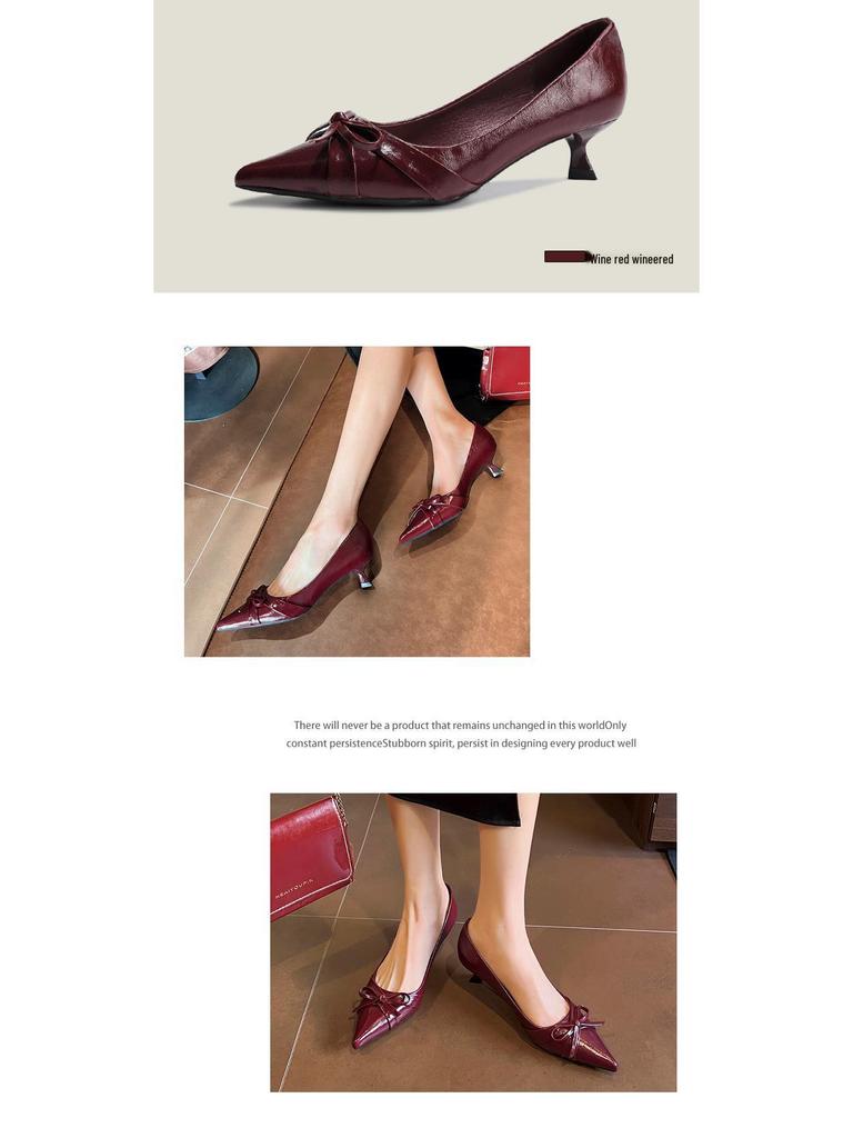 BEIJIANI 1578-27: French Style Bow Pointed Toe Stiletto Heels for Women