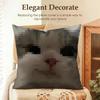 Meme Pixel Cat Cute Funny Cushion Cover Natural Linen Organic Fabric DoubleSided Printing Sofa Home Decor Gift Pillow Case
