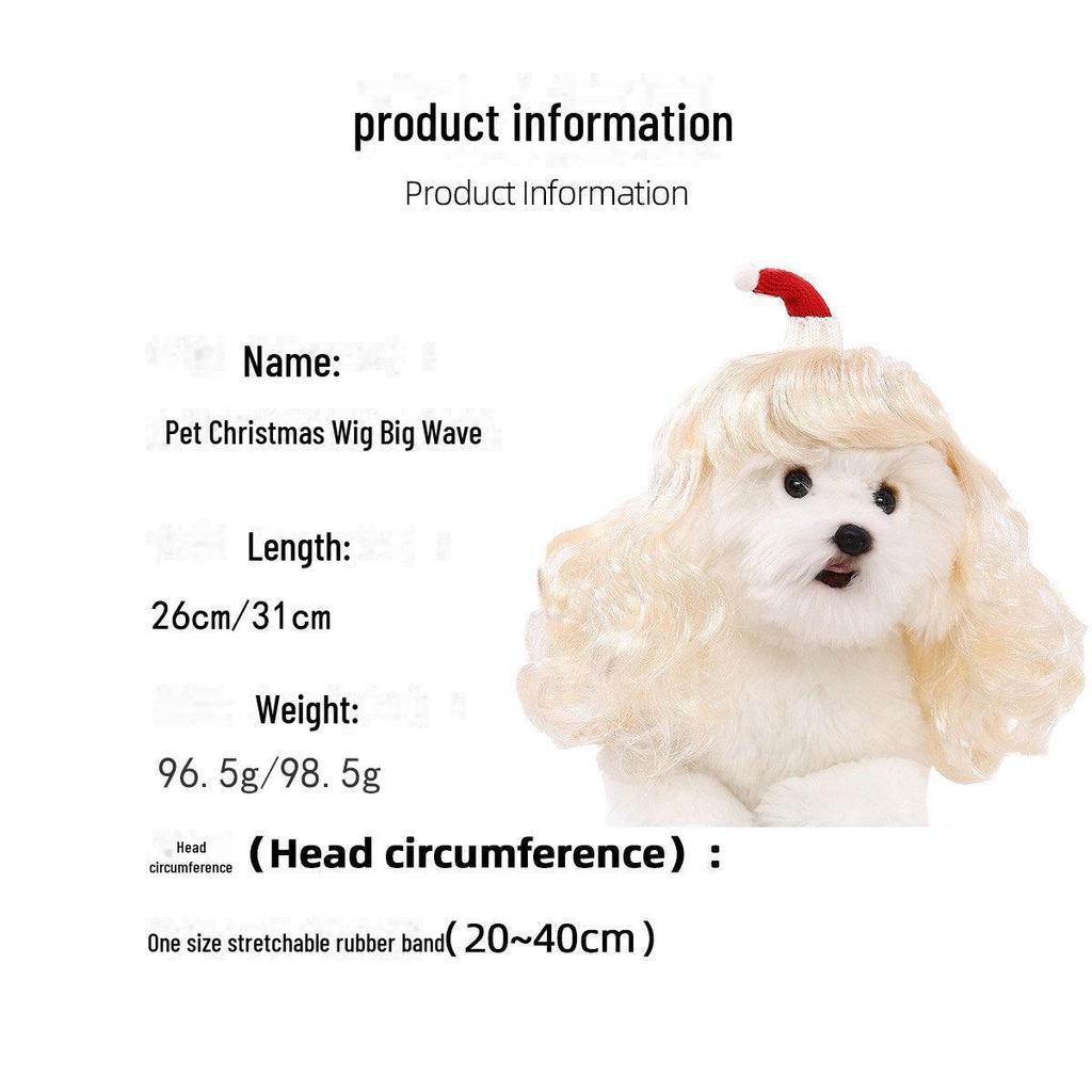 Christmas Pet Wigs: Long Curly Headdress for Cats & Dogs - Perfect for Holiday Parties and Role Play!