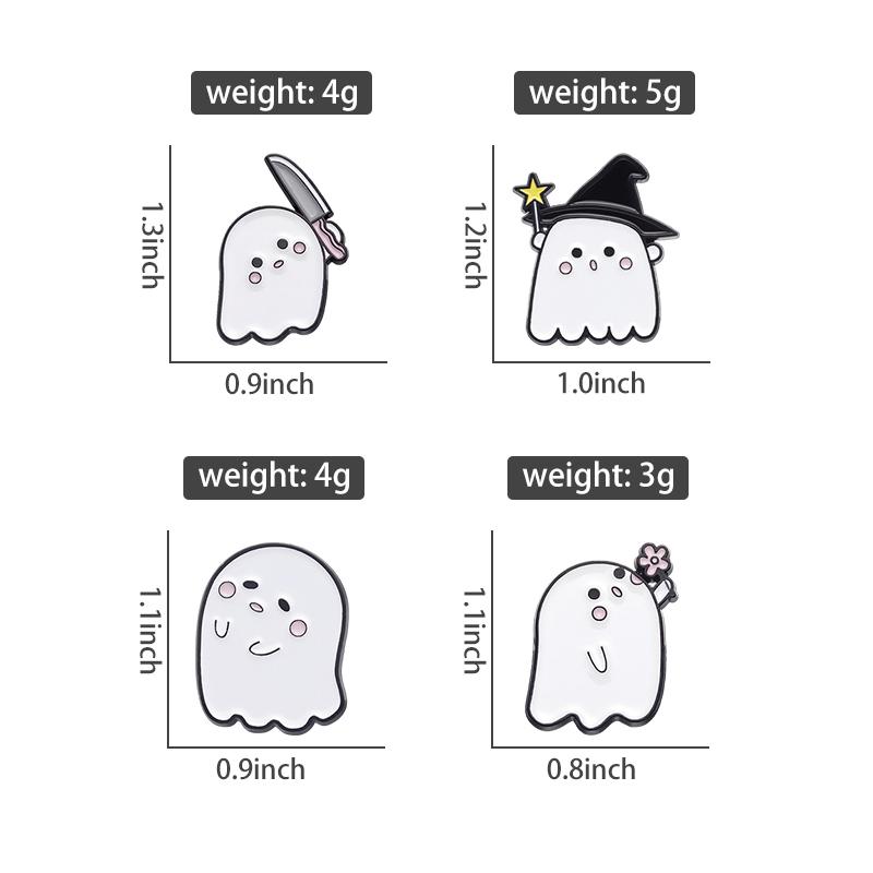 Boo Ghost Enamel Pins Custom Halloween Spooky Dagger Ghost Brooches Lapel Badges Cartoon Punk Funny Jewelry Gift for Friends