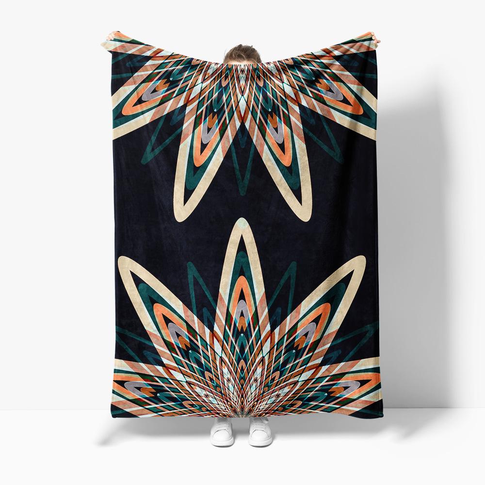 Vibrant Abstract Geometric Pattern Fleece Blanket Multi Colored Swirl Design Throw Soft Warm Cozy Bed Blanket 130x150cm51x59in