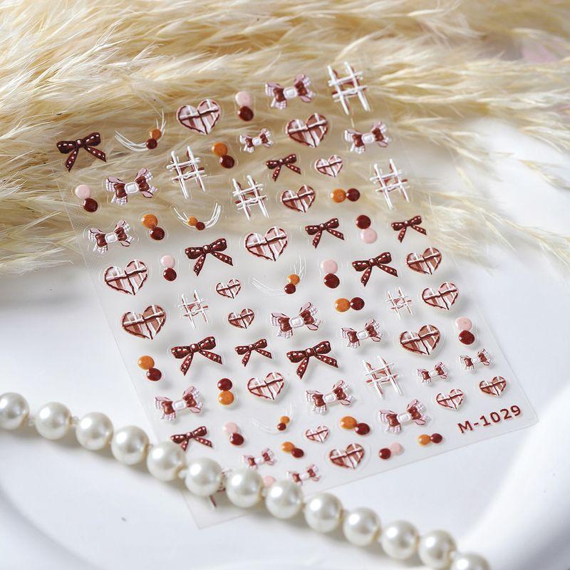 

Qiji Jelly Glue Bows Embossed Heart Nail Art Stickers Waterproof Nail Sticker Decorative Decals Ornament M1029 M1029 (relief + jelly)