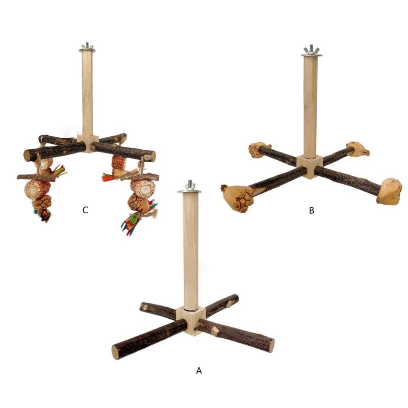 Parrots Grinding Scratchers Perch Bird Rotating Wood Stand Cage Toy Stick Rack Toy Grinding Perch Supplies