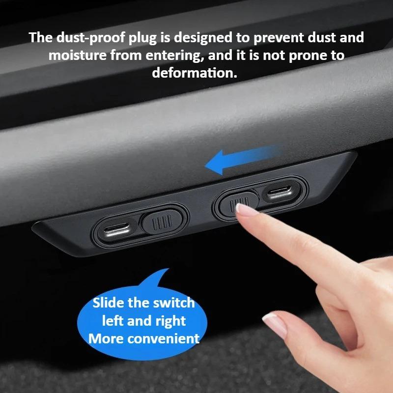 for New Tesla Juniper 2026 Accessories Rear Air Outlet Protector Cover USB Anti-dust Cover Model 3 Highland Model Y Launch 2025