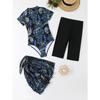 3 Pieces Printed Swimsuit Women 2025 Surfing Diving Clothes Swimwear Female Beachwear Bathers Bathing Swimming Swim Suit