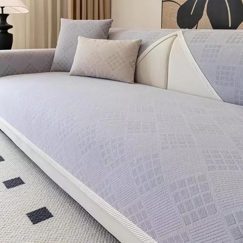 1pc French Plaid Sofa Cover Chenille Non Slip Sofa Slipcovers Couch Cover Pet Dog Kids Sofas Mat L Shape Lounge Towel Home Decor