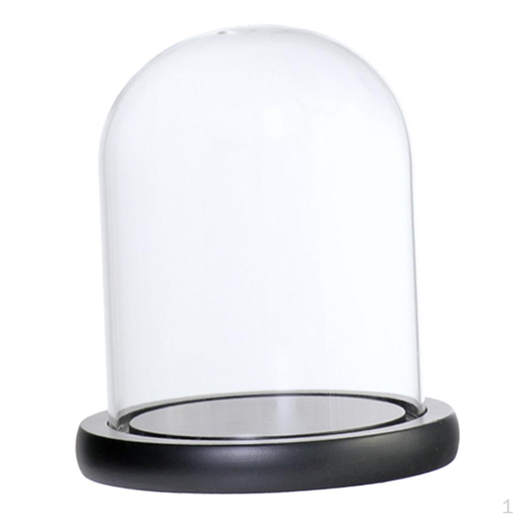 

+ Wooden Base, Decorative Clear Glass Cloche Bell Jars dome Flower Vase for Wedding Decoration Black C