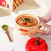 Creative Apple Ceramic Bowl High Value Spoon Instant Noodle Bowl Girls Girlfriend Souvenir Christmas Gift