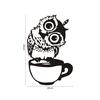 Funny Cartoon Owl Cup of Tea Coffee for Kitchen Stickers Home Decor Living Wall Sticker