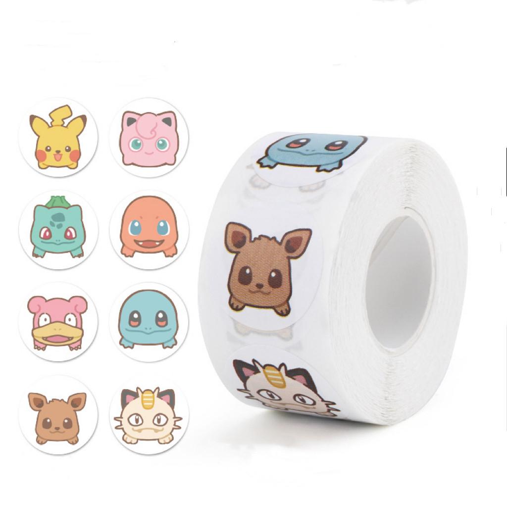Cute Cartoon Roll Stickers 500 Pieces Self Adhesive Round Labels Waterproof Decals For Diy Craft Gift Box Bottle Notebook