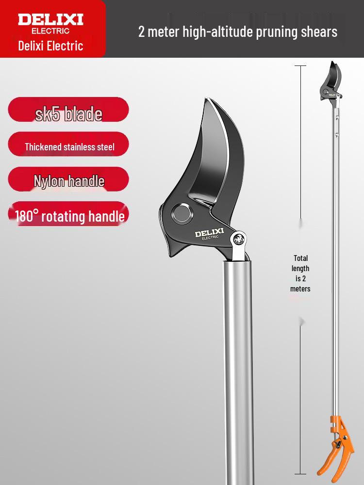 Delixi Elektrische Teleskop-Astschere für hohe Äste und Obstbäume.