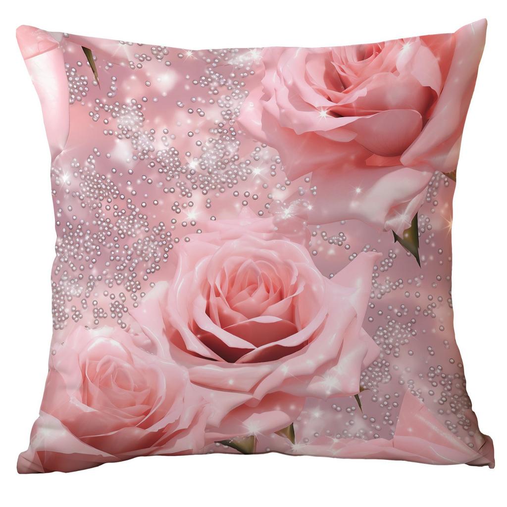 New Spring Flower Pink Rose Pillowcase Home Living Room Sofa Cushion Pillowcase